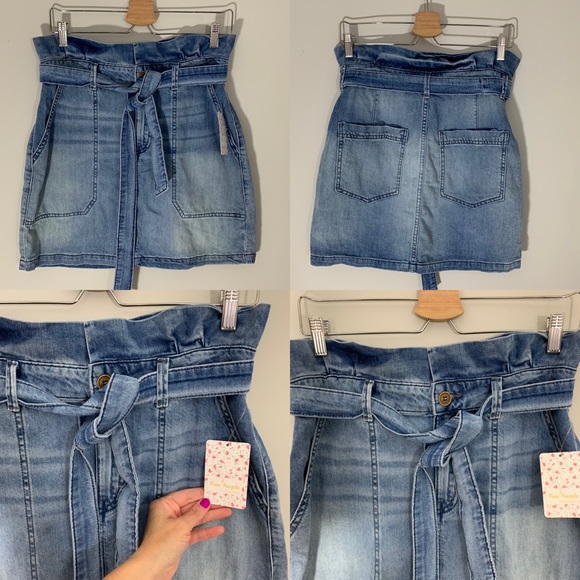 NWT Free People Paperbag waist Denim Skirt - Picture 8 of 8